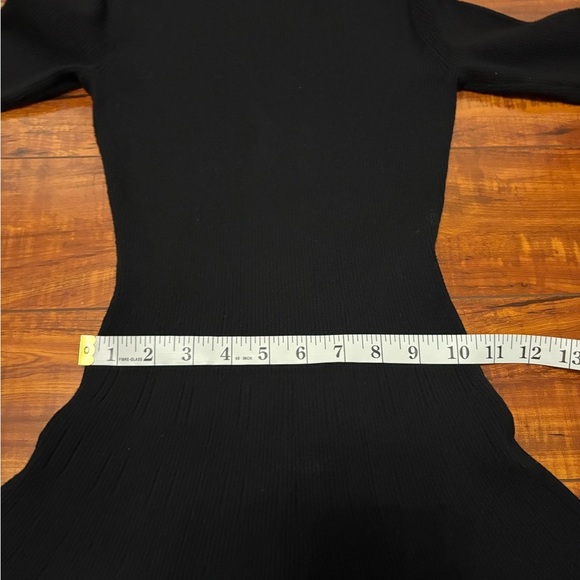 A.l.C Black Ribbed Knit Mini Fit And Stretch Flare Long Sleeve Dress Size Xs - Picture 11 of 15